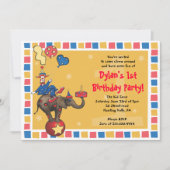 サーカスピエロ第1ハッピーバースデー – サリの割引 招待状 (正面)