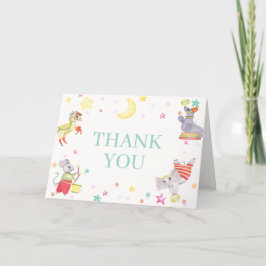 サーカスファンシーカーニバル動物ベビーシャワー サンキューカード