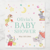 サーカスファンシーカーニバル動物ベビーシャワー ワインラベル (シングルラベル)