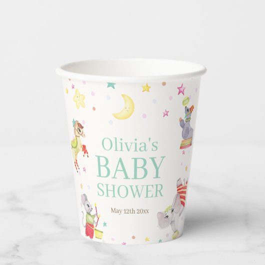 サーカスファンシーカーニバル動物ベビーシャワー 紙コップ (正面)