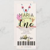 サーカスファースト誕生日チケットパーティーフォイルスターインヴィ 招待状 (正面/裏面)