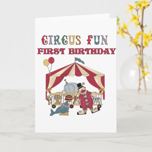 サーカスファースト誕生日Tシャツとギフト カード (黄色い花)