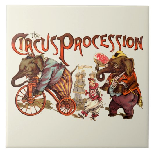 サーカスプラミテリーゾウアンティークアート タイル (正面)