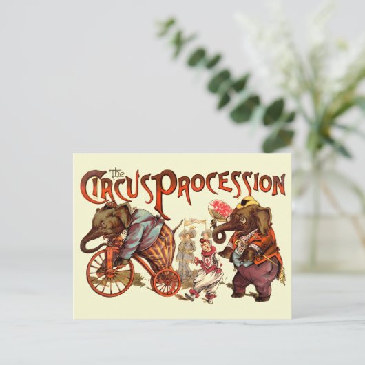 サーカスプラミテリーゾウアンティークアート ポストカード (スタンド正面)
