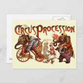 サーカスプラミテリーゾウアンティークアート ポストカード (正面/裏面)