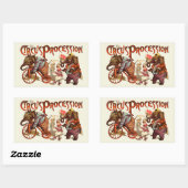 サーカスプラミテリーゾウアンティークアート 長方形シール (シート)