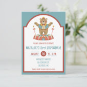 サーカスベアオンポディウムキッズバースデーパーティー 招待状 (スタンド正面)