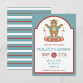 サーカスベアオンポディウムキッズバースデーパーティー 招待状 (正面/裏面)