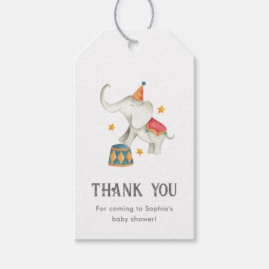 サーカスベビーシャワーメッセージカード ギフトタグ (正面)