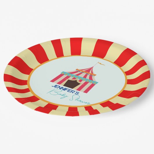 サーカスベビーシャワー紙プレート ペーパープレート (アングル)