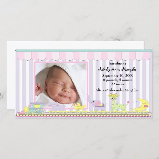 サーカスベビー列車PHOTO誕生発表 案内状 (正面/裏面)