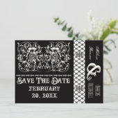 サーカスポスタスタイルモダンブラック&ホワイトカード 招待状 (スタンド正面)