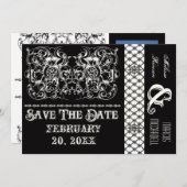 サーカスポスタスタイルモダンブラック&ホワイトカード 招待状 (正面/裏面)