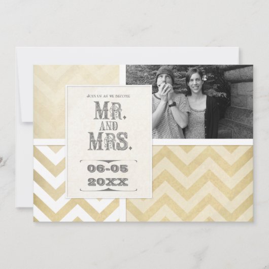 サーカスポスタースタイルグラデーション – シェブロンストライプジグザグ 招待状 (正面)