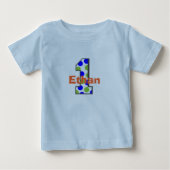 サーカスポルカドット1歳の誕生日おめでとう男の子 ベビーTシャツ (正面)