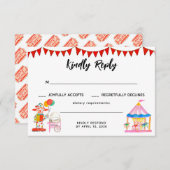 サーカスモダンカーニバルフェスティバルショー誕生日 出欠カード (正面/裏面)