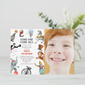 サーカスモダンカーニバルフェスティバルフォト誕生日 招待状 (スタンド正面)