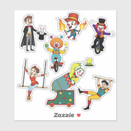 サーカスモダンパフォーマーカラフルの漫画ステッカー シール