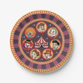 サーカスモダンビッグトップ可愛い漫画カラフルパーティー ペーパープレート (正面)