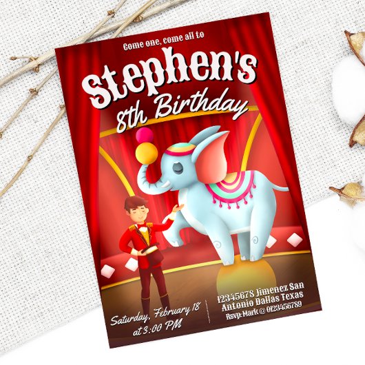 サーカスモダン誕生日 招待状