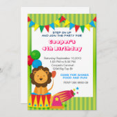 サーカスライオン誕生日招待状 招待状 (正面/裏面)
