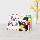 サーカスリングマスターポーラベア子供の誕生日 カード (黄色い花)