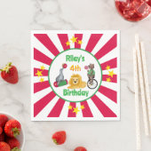 サーカス動物おもしろい子供の誕生日紙ナプキンス スタンダードランチョンナプキン (インサイチュ)