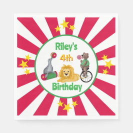 サーカス動物おもしろい子供の誕生日紙ナプキンス スタンダードランチョンナプキン