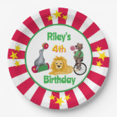 サーカス動物おもしろい子供の誕生日紙プレート ペーパープレート (正面)