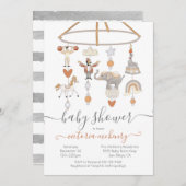 サーカス動物の移動ベビーシャワー 招待状 (正面/裏面)