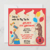 サーカス動物の誕生日パーティーの招待カード 招待状 (正面)