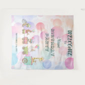 サーカス動物の誕生日パーティーの背景 タペストリー (正面(横))