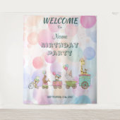 サーカス動物の誕生日パーティーの背景 タペストリー (正面)