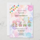 サーカス動物の誕生日パーティーへの招待 招待状 (正面)