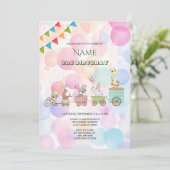 サーカス動物の誕生日パーティーへの招待 招待状 (スタンド正面)