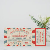 サーカス動物カーニバルチケット誕生日招待状 (スタンド正面)