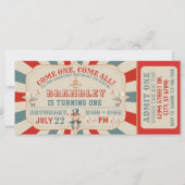 サーカス動物カーニバルチケット誕生日招待状 (正面)