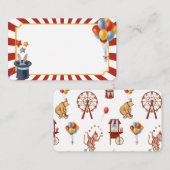 サーカス動物カーニバル座席表ビュッフェ プレイスカード (正面/裏面)