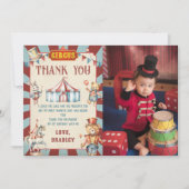 サーカス動物カーニバル誕生日写真 サンキューカード (正面)