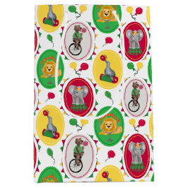 サーカス動物キッズキュートラッピング紙 ミディアムペーパーバッグ