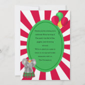 サーカス動物キッズフラットサンキューカード サンキューカード (裏面)