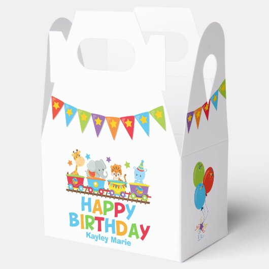サーカス動物トレインキュート子供の誕生日パーティー フェイバーボックス (オープン)