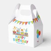 サーカス動物トレインキュート子供の誕生日パーティー フェイバーボックス (正面サイド)