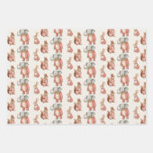 サーカス動物パターン誕生日 ラッピングペーパーシート (正面3)