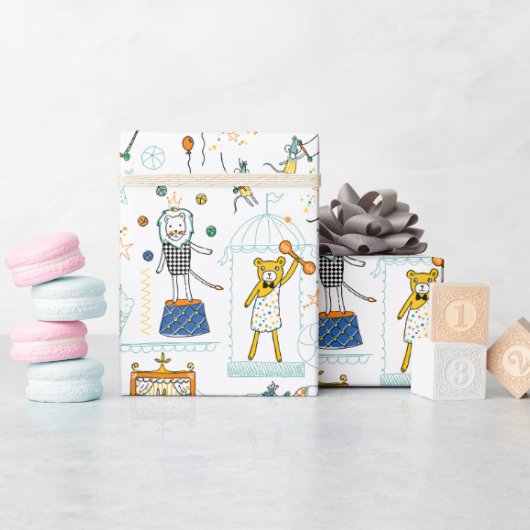 サーカス動物パフォーマーのラッピング紙 ラッピングペーパー (ベビーシャワー)