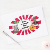 サーカス動物子供の誕生日サンキューステッカー 楕円形シール (封筒)