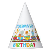 サーカス動物電車かわいい子供たち名前の誕生日パーティー パーティーハット (正面)