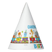 サーカス動物電車かわいい子供たち名前の誕生日パーティー パーティーハット (左)