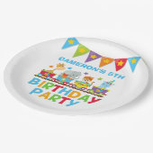 サーカス動物電車かわいい子供たち名前の誕生日パーティー ペーパープレート (アングル)