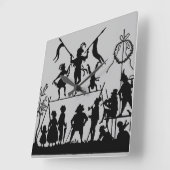 サーカス団 スクエア壁時計 (傾斜)